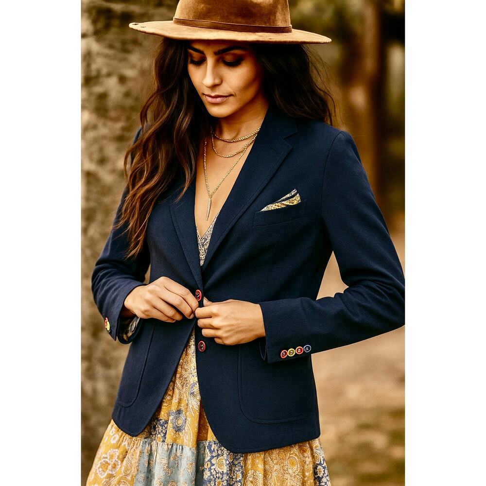Manuel Ritz- Navy Blazer –Italian Tailoring w/ Bohemian Flair SZ:46R(EU)/36R(US)